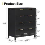 Fluted 4 Drawer Dressers for Bedroom, 30" Wide Modern Chest of Drawer with 4 Big Drawers
