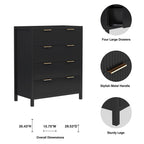 Fluted 4 Drawer Dressers for Bedroom, 30" Wide Modern Chest of Drawer with 4 Big Drawers