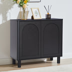 Accent Cabinet with Arched Fluted Door for Entryway Hallway, Walnut Sideboard Buffet Cabinet, Storage Cabinet with Adjustable Shelves for Living Room
