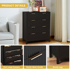 Fluted 4 Drawer Dressers for Bedroom, 30" Wide Modern Chest of Drawer with 4 Big Drawers