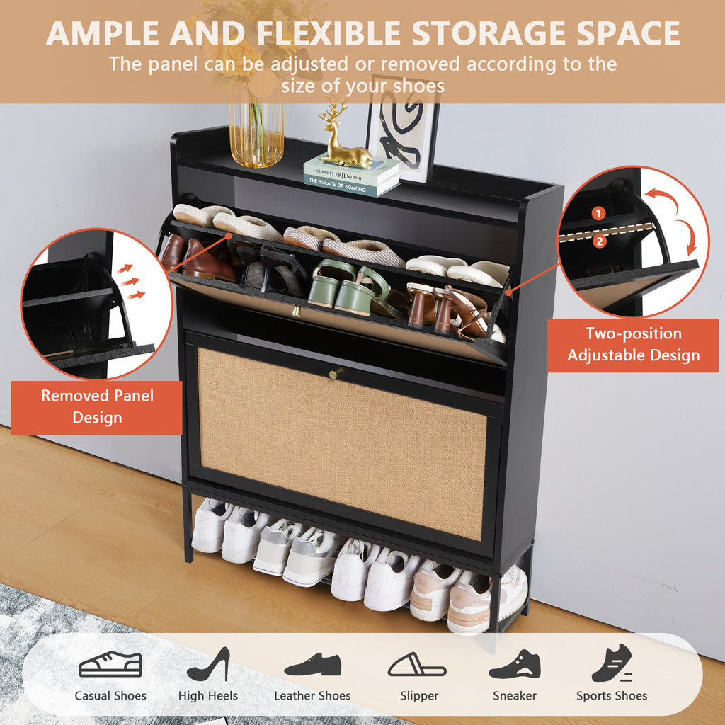 YOCWO Shoe Storage Cabinet with Flip Drawers for Entryway, Shoe Rack Organizer with Open Shelf