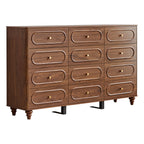 YOCWO 12 Drawer Fluted Dresser for Bedroom, Mid Century Chest of Drawers with Arc Edge, Wood Storage Large Dresser Organizer for Bedroom Living Room Hallway Closet