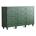 YOCWO 12 Drawer Fluted Dresser for Bedroom, Mid Century Chest of Drawers with Arc Edge, Wood Storage Large Dresser Organizer for Bedroom Living Room Hallway Closet