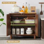 Accent Cabinet with Arched Fluted Door for Entryway Hallway, Walnut Sideboard Buffet Cabinet, Storage Cabinet with Adjustable Shelves for Living Room