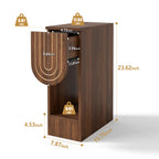 7.87" Ultra Narrow Nightstand with Drawer and Open Shelf, Carved Line Design Bedside Table for Bedroom