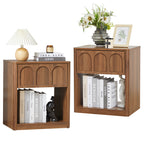 YOCWO Nightstand Set of 2 with Drawer for Bedroom, Wood Bedside Table with Arched Fluted