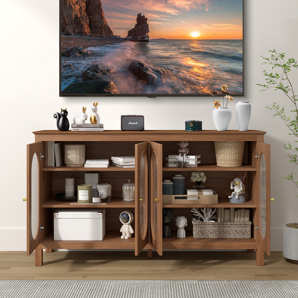 Modern Storage Cabinets with 4 Doors and Adjustable Shelves Buffet Cabinet for Kitchen Dining Room Living Room Bedroom