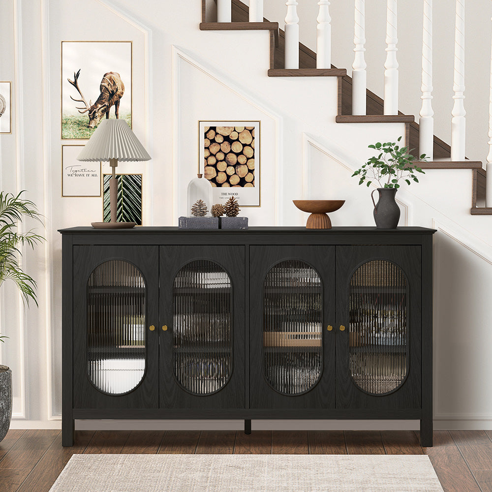 Modern Storage Cabinets with 4 Doors and Adjustable Shelves Buffet Cabinet for Kitchen Dining Room Living Room Bedroom