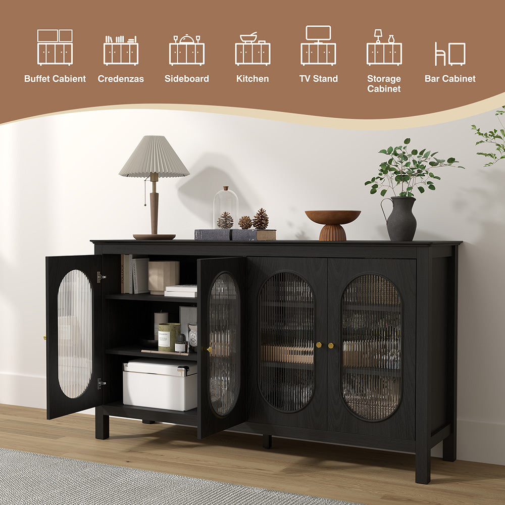 Modern Storage Cabinets with 4 Doors and Adjustable Shelves Buffet Cabinet for Kitchen Dining Room Living Room Bedroom