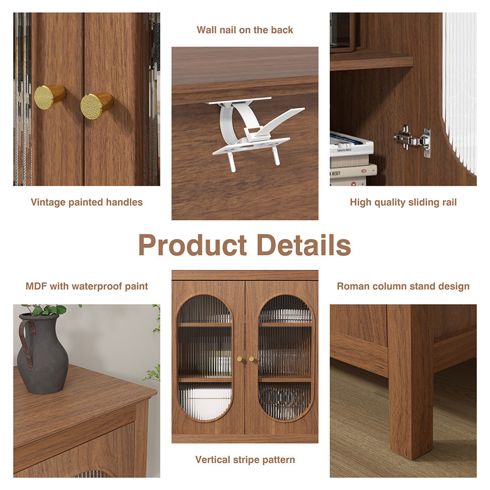 Modern Storage Cabinets with 4 Doors and Adjustable Shelves Buffet Cabinet for Kitchen Dining Room Living Room Bedroom