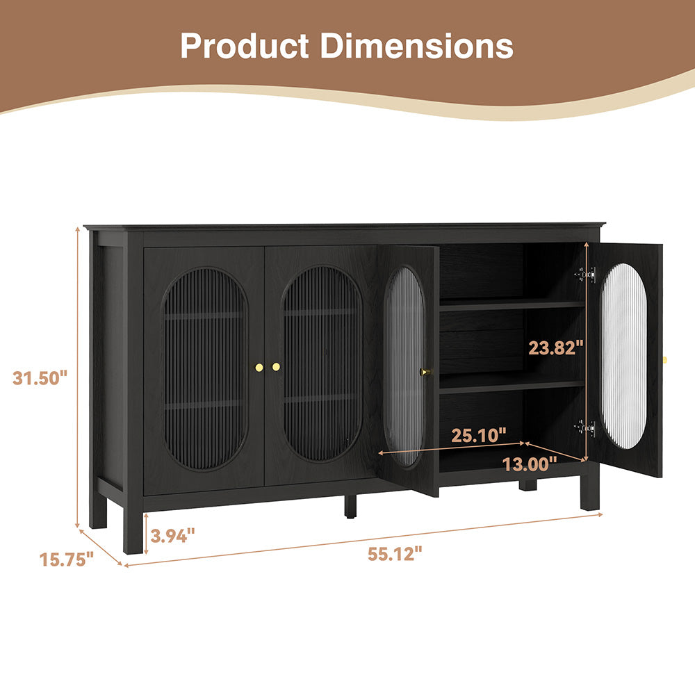 Modern Storage Cabinets with 4 Doors and Adjustable Shelves Buffet Cabinet for Kitchen Dining Room Living Room Bedroom