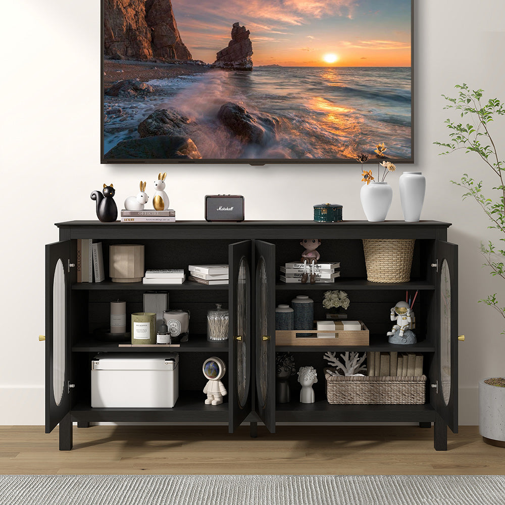 Modern Storage Cabinets with 4 Doors and Adjustable Shelves Buffet Cabinet for Kitchen Dining Room Living Room Bedroom