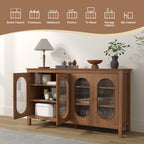 Modern Storage Cabinets with 4 Doors and Adjustable Shelves Buffet Cabinet for Kitchen Dining Room Living Room Bedroom