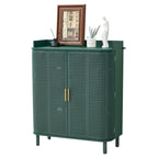 YOCWO Rattan Shoe Storage Cabinet with Doors, Shoe Closet with Iron Rattan Curved Surface