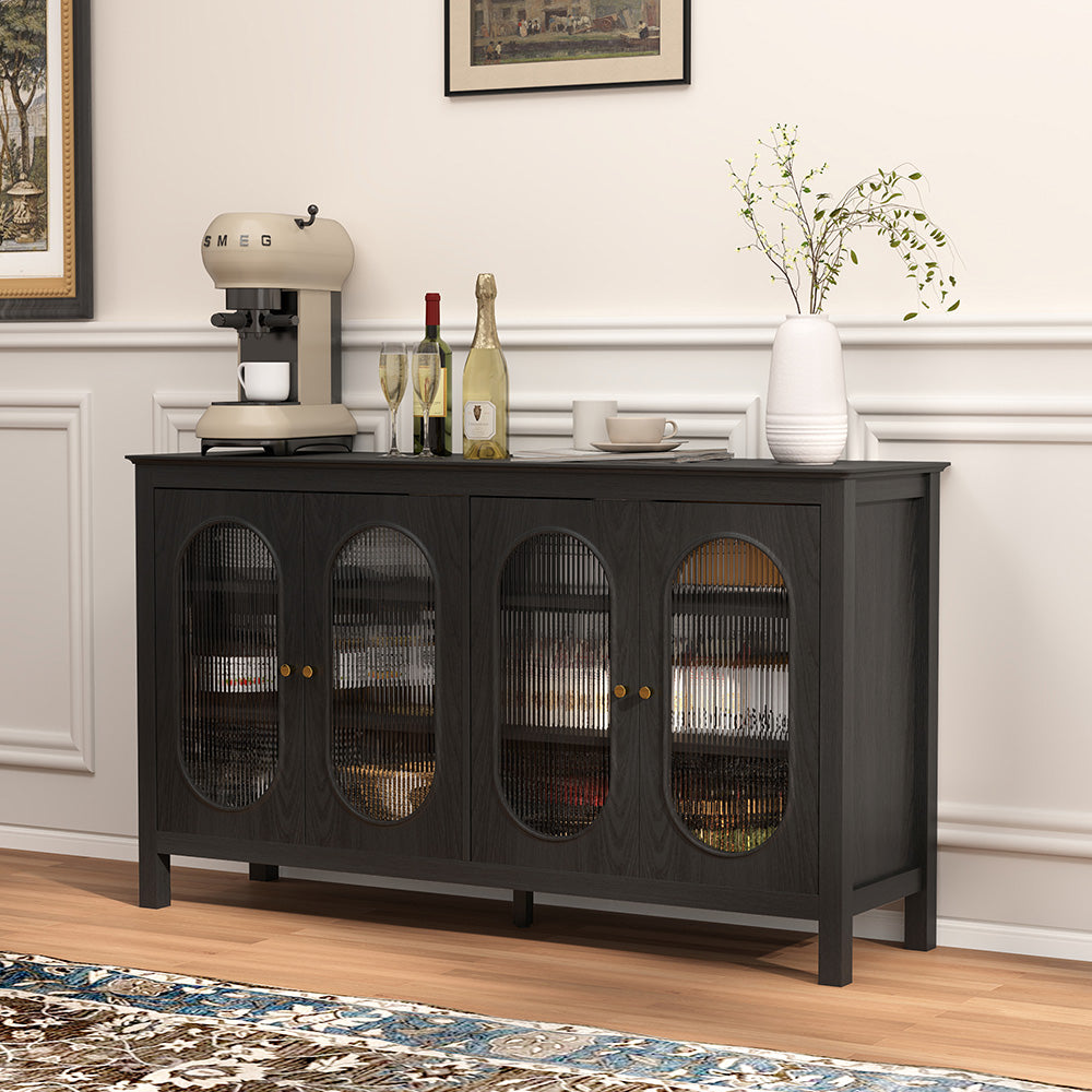 Modern Storage Cabinets with 4 Doors and Adjustable Shelves Buffet Cabinet for Kitchen Dining Room Living Room Bedroom