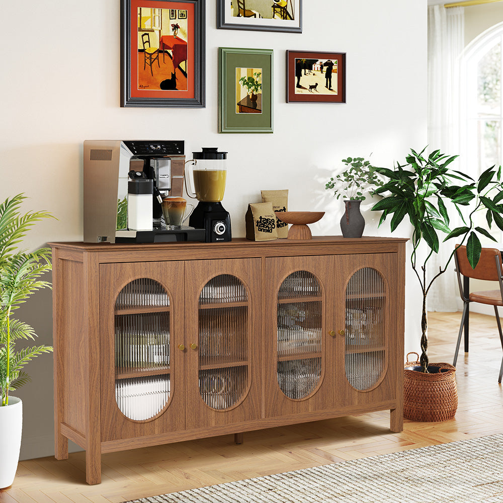 Modern Storage Cabinets with 4 Doors and Adjustable Shelves Buffet Cabinet for Kitchen Dining Room Living Room Bedroom