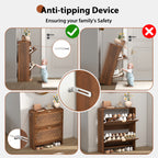 YOCWO Shoe Storage Cabinet with 2 Flip Drawers for Entryway, Shoe Rack Organizer with Printed Oval Line Pattern