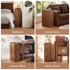 7.87" Ultra Narrow Nightstand with 2 Drawer, Slim End Table with Arched Pattern Design Bedside Table for Bedroom