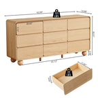 YOCWO 9 Drawer Dresser for Bedroom, Mid Century Chest of Drawers with Arc Edge and Round Leg, Wood Storage Large Dresser Organizer for Bedroom Living Room Hallway Closet