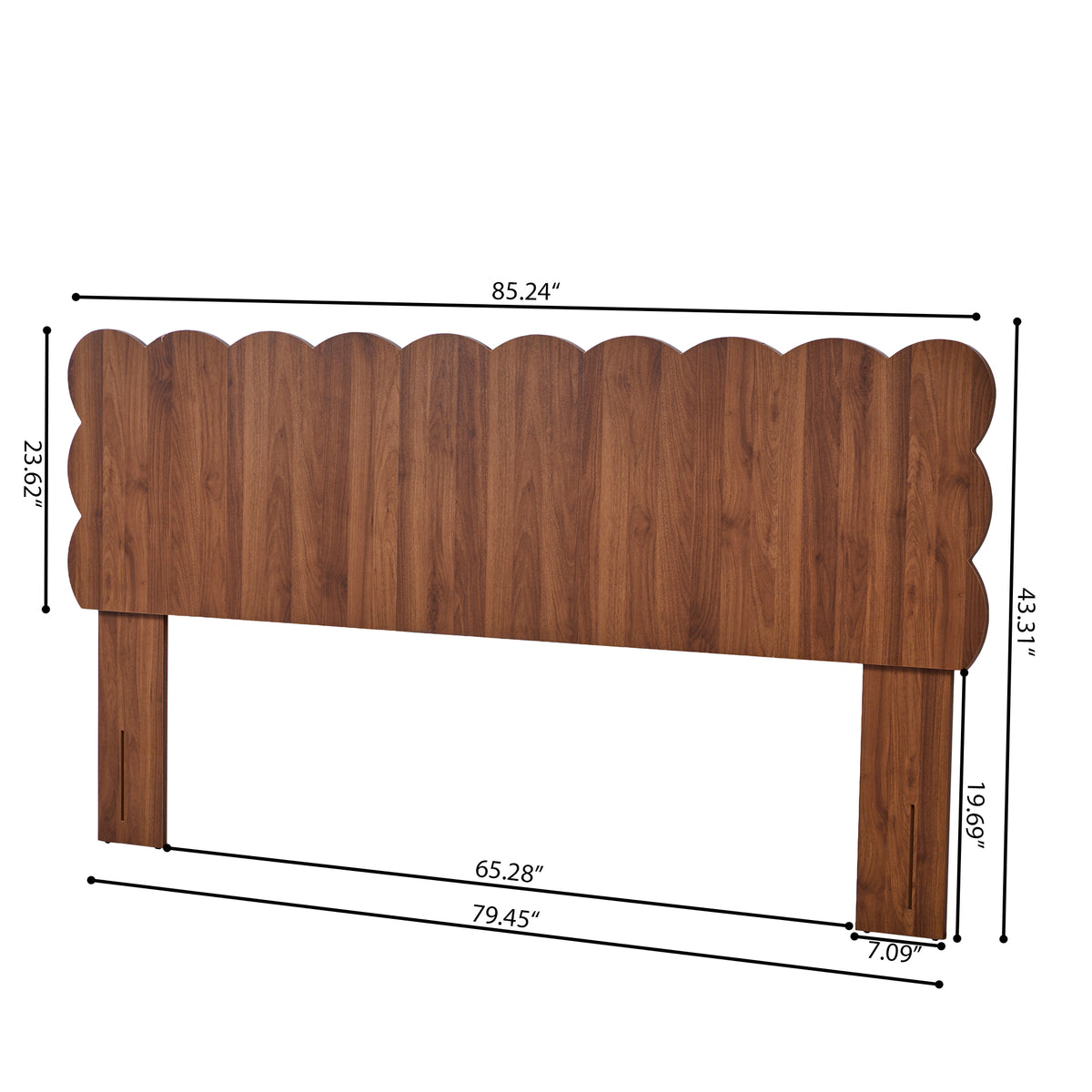 YOCWO Scalloped Queen/King/Full Size Headboard, Wooden Headboard with Wave Shape, Modern Farmhouse Bed Headboard, Easy Assembly, Walnut