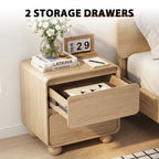 YOCWO Nightstand Set of 2 for Bedroom, Mid Century Bedside Table with Arc Edge and Round Leg, Wood Storage Chest of Drawer Organizer for Bedroom Living Room Hallway Closet