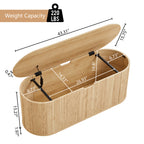 YOCWO Oval Storage Bench with Flip Top and Wheels, Fluted Wave Entryway Bench with Storage End of Bed Bench for Bedroom& Living Room