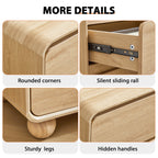 YOCWO Nightstand Set of 2 for Bedroom, Mid Century Bedside Table with Arc Edge and Round Leg, Wood Storage Chest of Drawer Organizer for Bedroom Living Room Hallway Closet