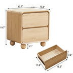 YOCWO Nightstand Set of 2 for Bedroom, Mid Century Bedside Table with Arc Edge and Round Leg, Wood Storage Chest of Drawer Organizer for Bedroom Living Room Hallway Closet