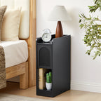 7.87" Ultra Narrow Nightstand Set of 2 with Drawer and Open Shelf, Arched Pattern Design Bedside Table for Bedroom