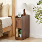 7.87" Ultra Narrow Nightstand Set of 2 with Drawer and Open Shelf, Arched Pattern Design Bedside Table for Bedroom