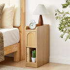 7.87" Ultra Narrow Nightstand Set of 2 with Drawer and Open Shelf, Arched Pattern Design Bedside Table for Bedroom