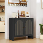 Accent Cabinet with Printed Arched Line Pattern, Modern Buffet Sideboard with Adjustable Shelves, Decorative Storage Cabinets for Bedroom Living Room Kitchen Office Entryway and Hallway