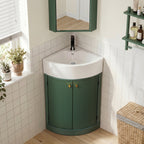 YOCWO Fluted Corner Bathroom Vanity with Sink,Freestanding Space-Saving Bathroom Vanity Sink Combo, Wall Drainage Only, Floor Drainage NO