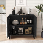 Accent Cabinet with Printed Arched Line Pattern, Modern Buffet Sideboard with Adjustable Shelves, Decorative Storage Cabinets for Bedroom Living Room Kitchen Office Entryway and Hallway