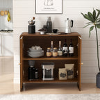 Accent Cabinet with Printed Arched Line Pattern, Modern Buffet Sideboard with Adjustable Shelves, Decorative Storage Cabinets for Bedroom Living Room Kitchen Office Entryway and Hallway