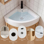 YOCWO Fluted Corner Bathroom Vanity with Sink,Freestanding Space-Saving Bathroom Vanity Sink Combo, Wall Drainage Only, Floor Drainage NO