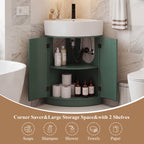 YOCWO Fluted Corner Bathroom Vanity with Sink,Freestanding Space-Saving Bathroom Vanity Sink Combo, Wall Drainage Only, Floor Drainage NO