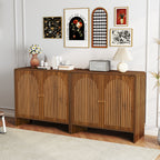 Accent Cabinet with Printed Arched Line Pattern, Modern Buffet Sideboard with Adjustable Shelves, Decorative Storage Cabinets for Bedroom Living Room Kitchen Office Entryway and Hallway