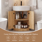YOCWO Fluted Corner Bathroom Vanity with Sink,Freestanding Space-Saving Bathroom Vanity Sink Combo, Wall Drainage Only, Floor Drainage NO