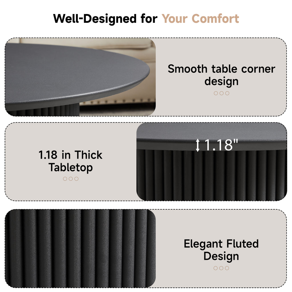YOCWO 31.5" Small Round Coffee Table for Small Apartment Living Room, Modern Coffee Table with Fluted Drum