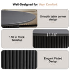 YOCWO 31.5" Small Round Coffee Table for Small Apartment Living Room, Modern Coffee Table with Fluted Drum