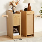 7.87" Ultra Narrow Nightstand Set of 2 with Drawer and Open Shelf, Arched Pattern Design Bedside Table for Bedroom