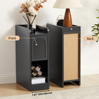 7.87" Ultra Narrow Nightstand Set of 2 with Drawer and Open Shelf, Arched Pattern Design Bedside Table for Bedroom