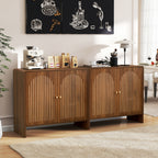 Accent Cabinet with Printed Arched Line Pattern, Modern Buffet Sideboard with Adjustable Shelves, Decorative Storage Cabinets for Bedroom Living Room Kitchen Office Entryway and Hallway