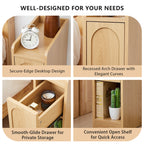 7.87" Ultra Narrow Nightstand Set of 2 with Drawer and Open Shelf, Arched Pattern Design Bedside Table for Bedroom