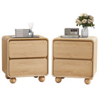 YOCWO Nightstand Set of 2 for Bedroom, Mid Century Bedside Table with Arc Edge and Round Leg, Wood Storage Chest of Drawer Organizer for Bedroom Living Room Hallway Closet
