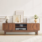 YOCWO TV Stands for 65 inch TV, Modern Farmhouse Entertainment Center with 2 Sliding Doors, Arched Fluted TV Console with Storage, Wood Media Console Cabinet