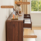 YOCWO 9 Drawer Dresser for Bedroom, Mid Century Chest of Drawers with Arc Edge and Round Leg, Wood Storage Large Dresser Organizer for Bedroom Living Room Hallway Closet