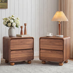 YOCWO 2 Drawer Nightstand for Bedroom, Mid Century Bedside Table with Arc Edge and Round Leg, Wood Storage Chest of Drawer Organizer for Bedroom Living Room Hallway Closet
