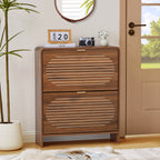 YOCWO Shoe Storage Cabinet with 2 Flip Drawers for Entryway, Shoe Rack Organizer with Printed Oval Line Pattern